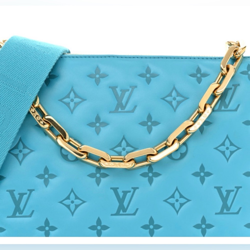 LOUIS VUITTON Lambskin Embossed Monogram Coussin PM in Turquoise - Picture 6 of 9